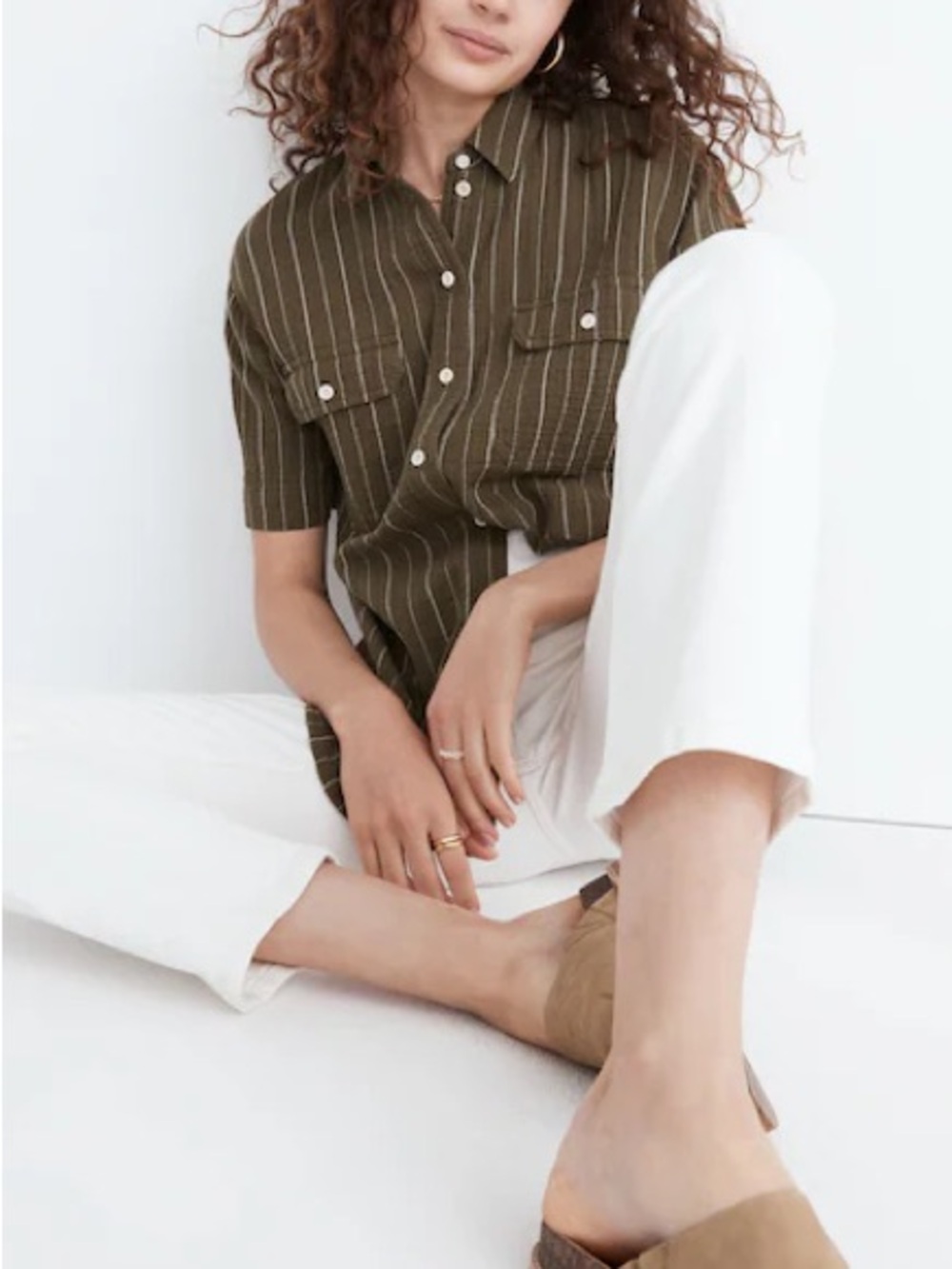 Madewell Lightspun Short-Sleeve Flap-Pocket Shirt